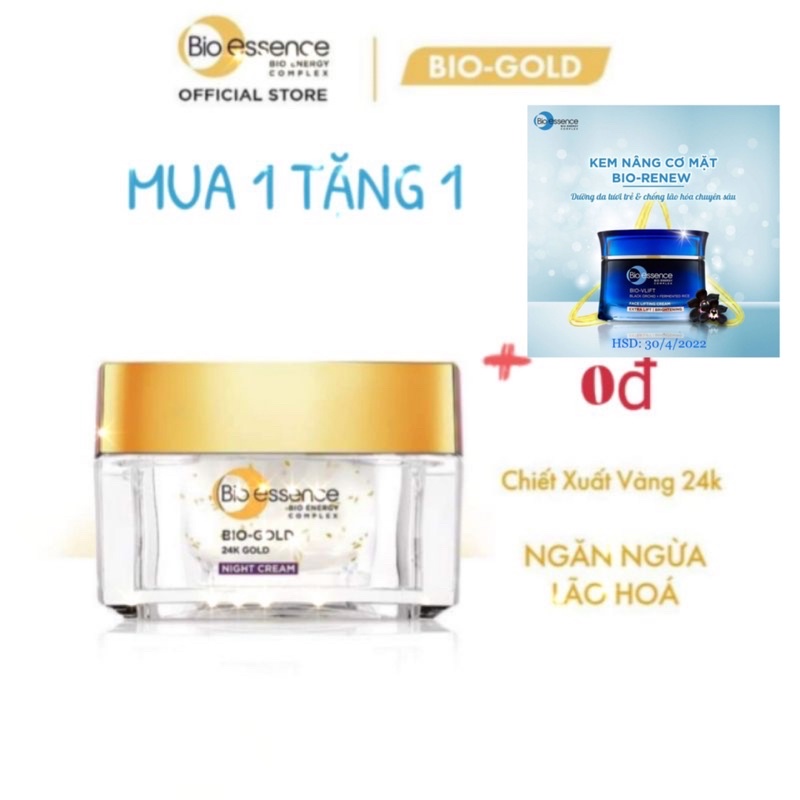 [ SIÊU SALE] [ MUA 1 TẶNG 1] Kem dưỡng đêm Bio- essence Bio- gold 24k 40g ( tặng sản phẩm tuỳ chọn )