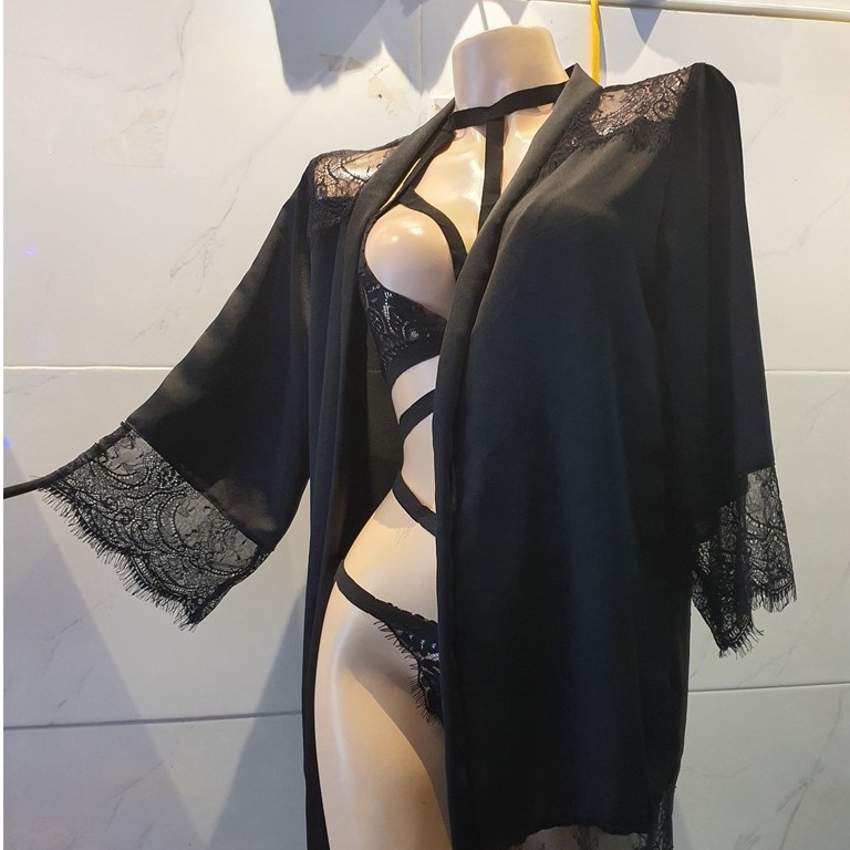 Áo choàng ngủ lụa Satin mix ren  S008 (KHÔNG KÈM NỘI Y) 7Sexy | BigBuy360 - bigbuy360.vn