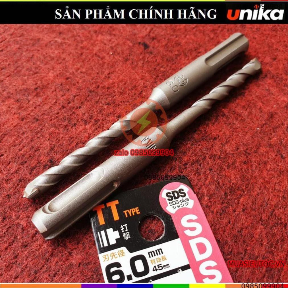 Mũi khoan khoan bê tông, đá , tường gạch Unika mã TT SDS plus chuyên bê tông chuôi gài SDS-Plus phi 3 4 5 6 7 8 9 10 mm