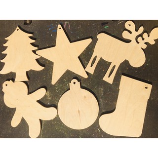 Bộ 10 mảnh gỗ treo cây thông noel cho trẻ tô màu sáng tạo