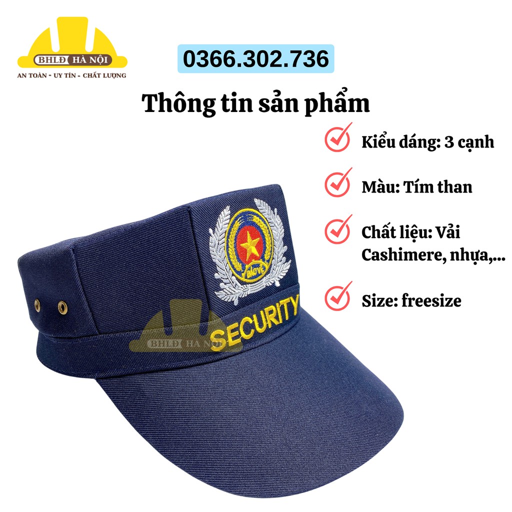 Mũ/nón bảo vệ 3 cạnh thêu sao tùng SECURITY