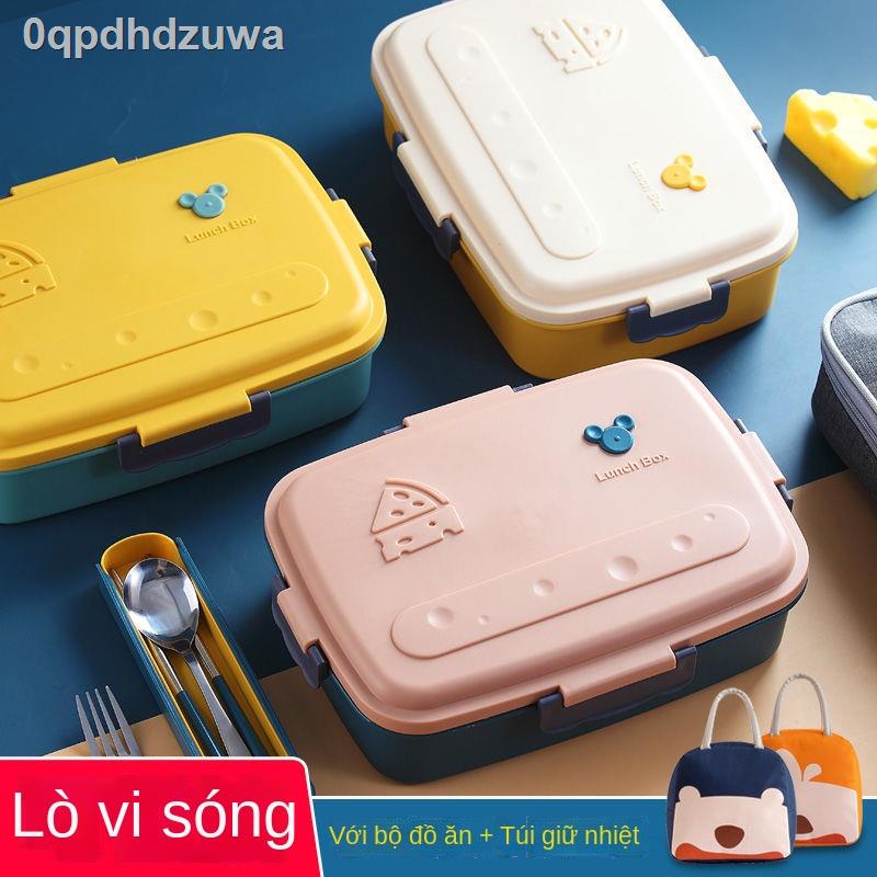 ﹍▩Hộp cơm công sở nữ sinh có thể là loại vách ngăn nóng lò vi sóng ba nhựa đựng nam