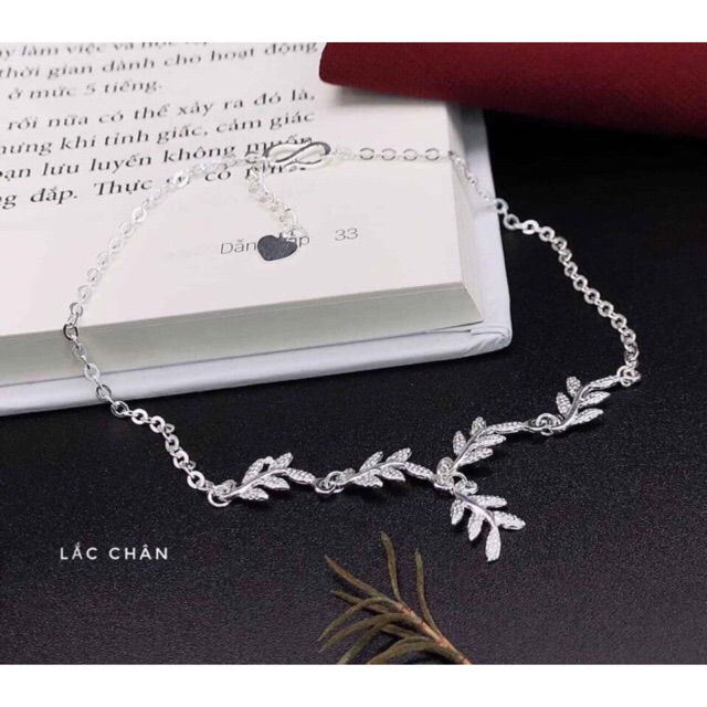 Lắc chân hình lá oliu bạc ta nguyệt quế
