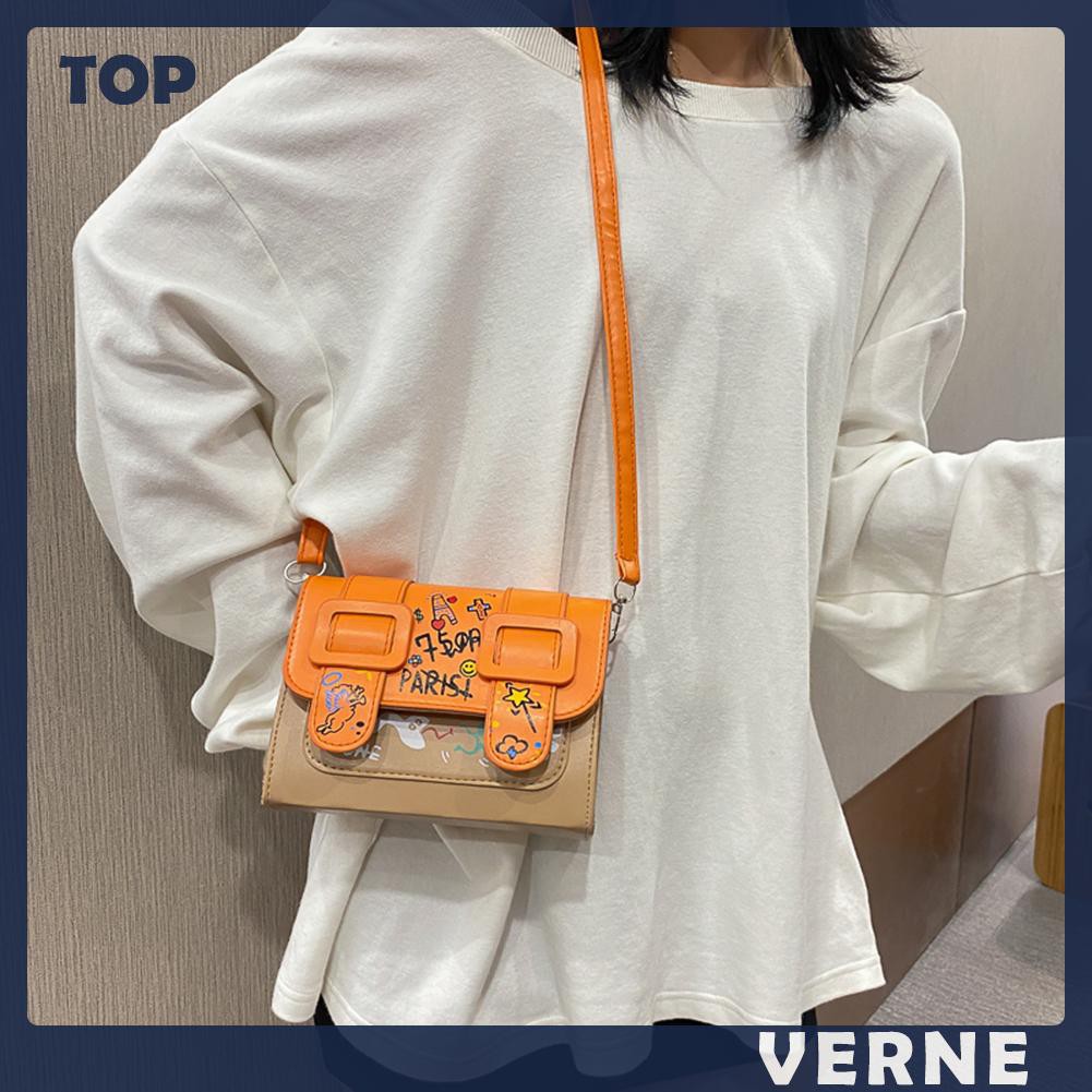 Túi Da Pu Đeo Chéo In Họa Tiết Graffiti Thời Trang Cho Nữ