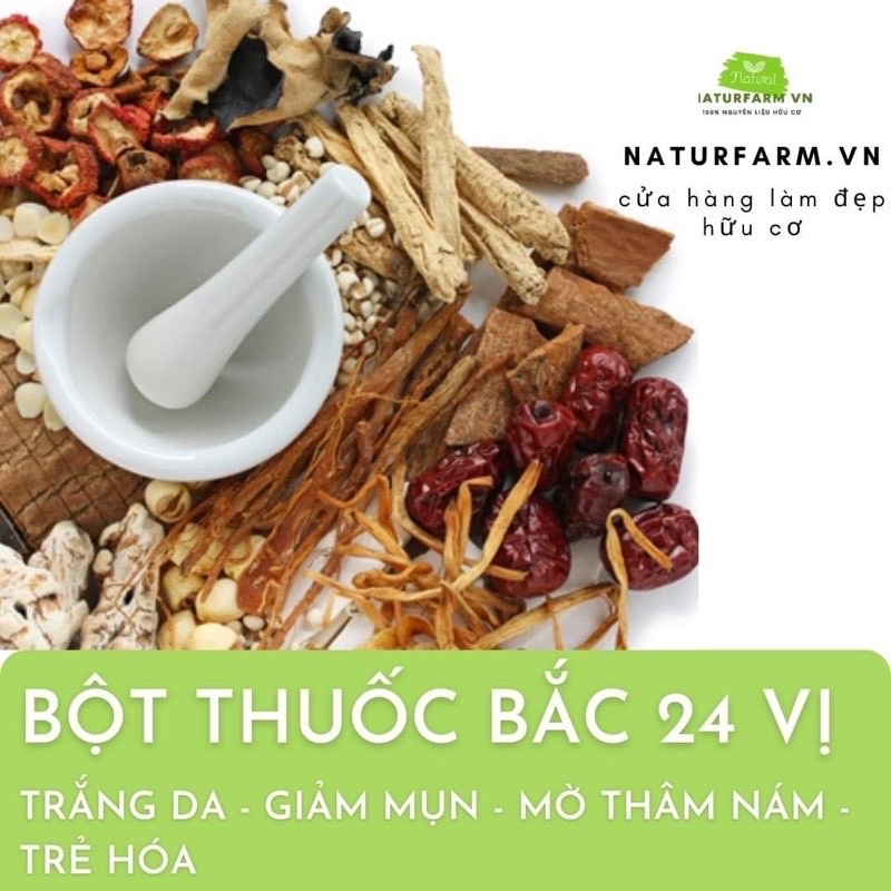 [ 1KG ] Bột Thuôc Bắc 24 vị nguyên chất Naturfarm ủ trắng dưỡng da, bột thuôc bắc tắm trắng 24 vị nguyên chất