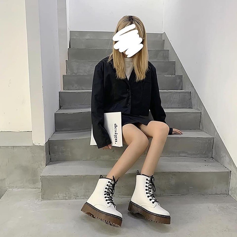 Boot trắng độn đế