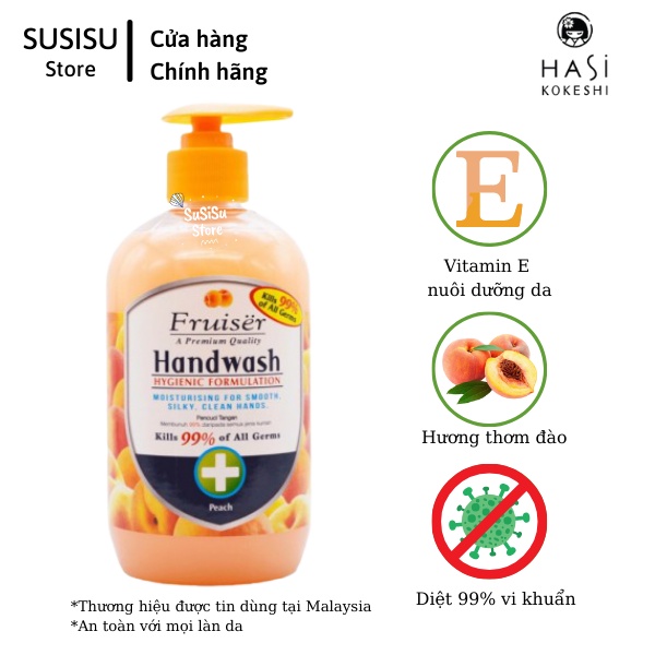 Xà phòng rửa tay hương đào FRUISER - Hand Wash 500ml