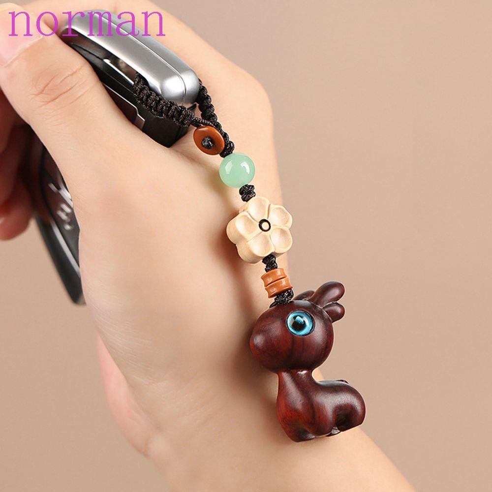 Dây Đeo Điện Thoại / Chìa Khóa Handmade Bằng Gỗ Đàn Hương Hình Hươu Dễ Thương