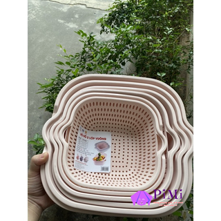 Set 6 món chậu rổ nhựa việt nhật dày dặn, tiện lợi pimi1