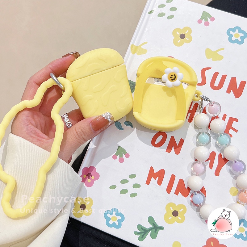 Vỏ Bảo Vệ Hộp Sạc Tai Nghe Airpods 1 2 Pro Air Pod 3 Không Dây Chất Liệu Silicon Chống Thất Lạc Hình Dép Xỏ Ngón Dễ Thương