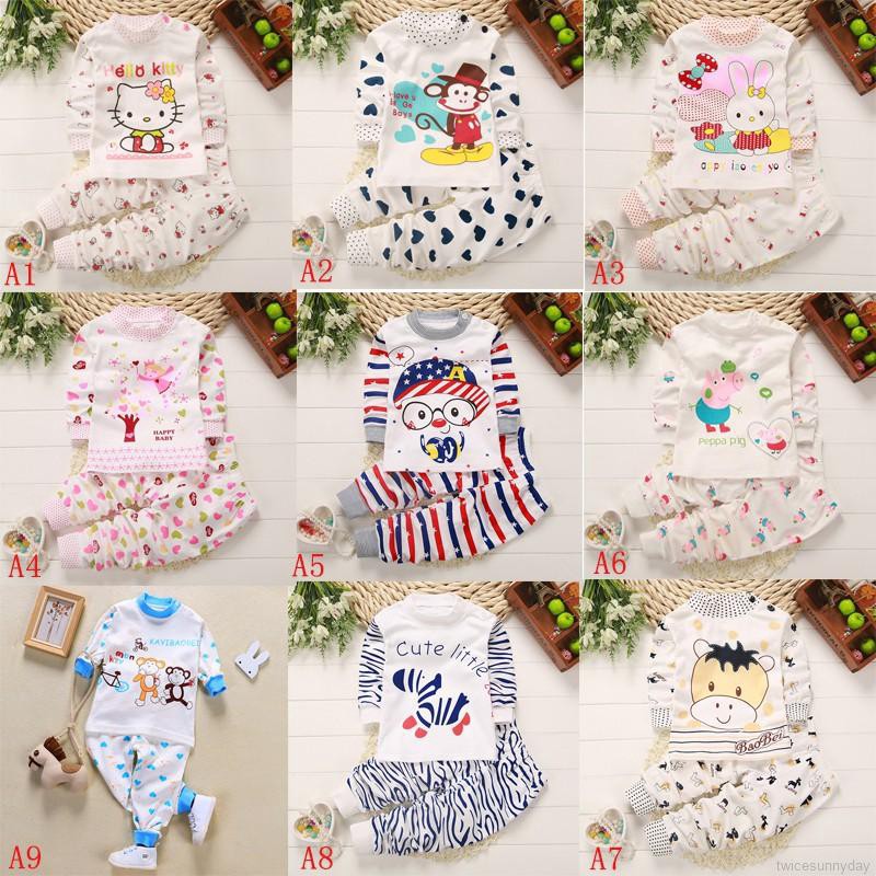 Bộ quần áo ngủ tay dài phong cách hoạt hình dành cho bé