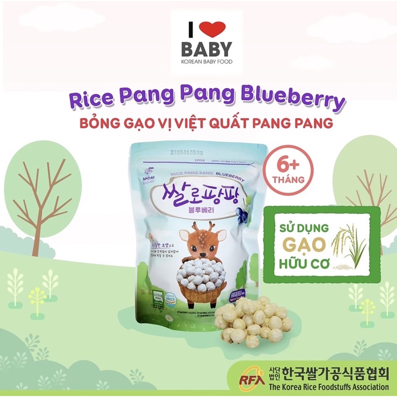 Bỏng gạo ( vị dâu và việt quất ) hữu cơ Pangpang 35g (date T7/2022)