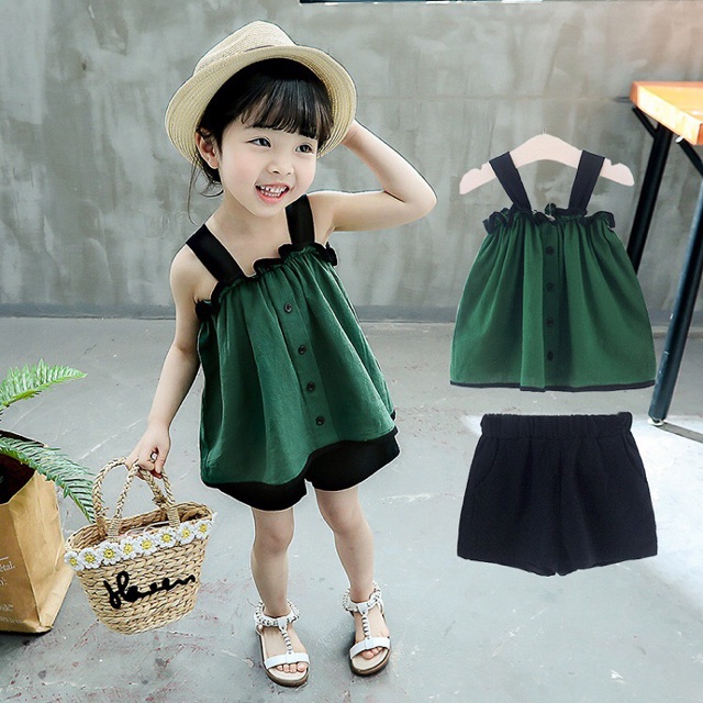 Bộ bé gái mùa hè chất đũi,đồ bộ bé gái Hàn Quốc 0-6 tuổi chất đũi lạnh Kidstore size 8-25kg