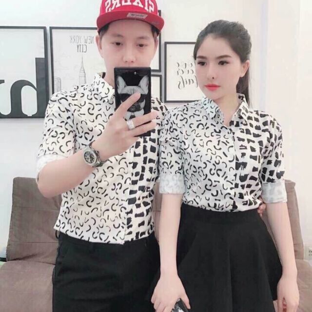 Áo cặp sơ mi lụa phi bóng in 3D về hàng nhé