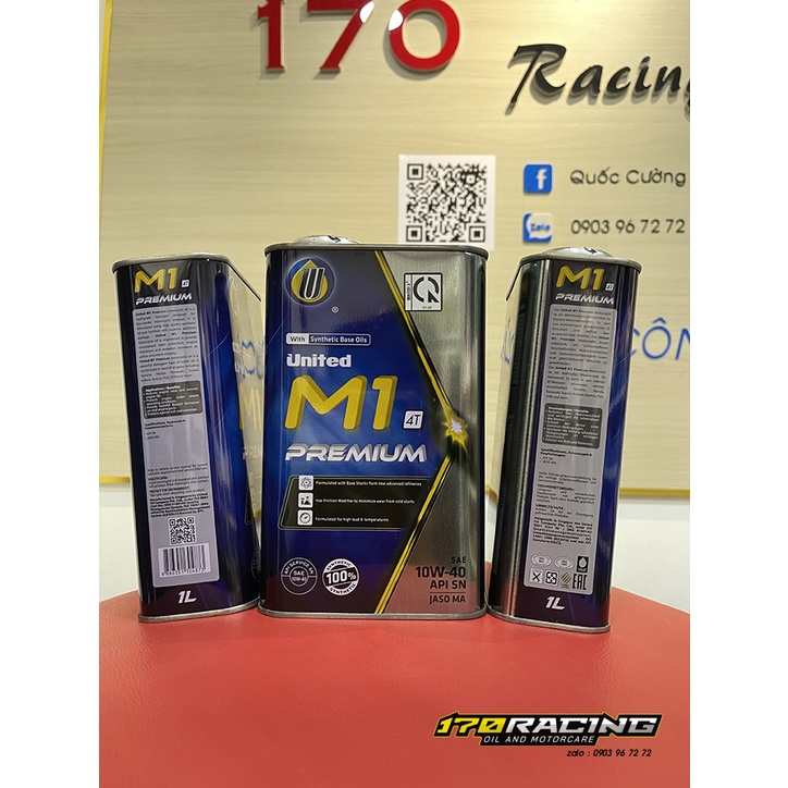 (HCM) Nhớt Xe Máy UNITED OIL M1 PREMIUM 4T SAE 10W40  100% SYNTHETIC Dung Tích 1000 ML