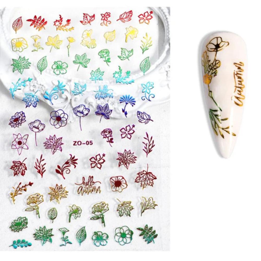 OCEANMAP 1 Miếng Dán Móng Tay 3D Hình Chữ Cái Màu Sắc Gradient Chống Nước DIY