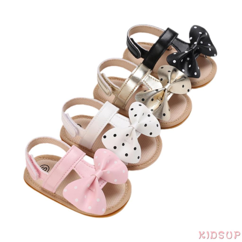 Xăng đan Da PU Họa Tiết Chấm Bi Cho Bé Gái 1 Tuổi Tập Đi