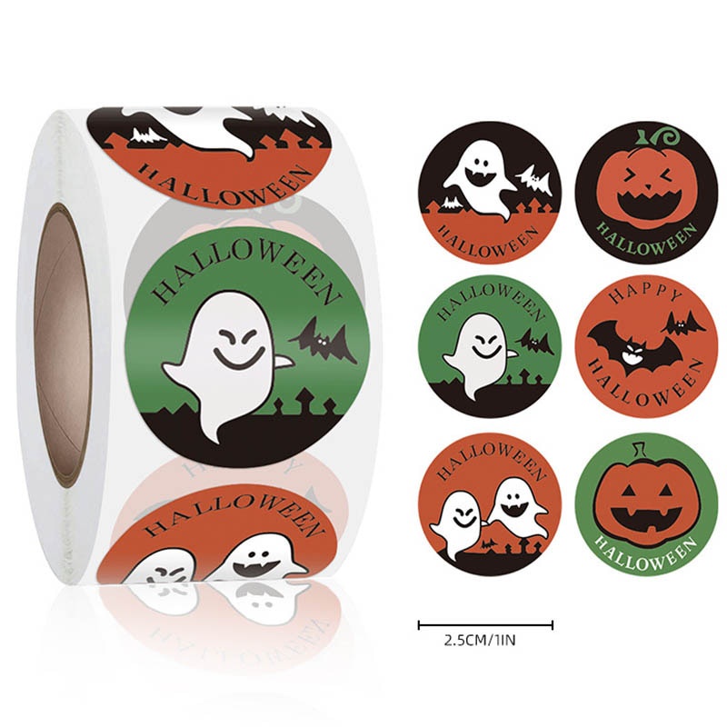 Set 500 Nhãn Dán Trang Trí Túi Quà Họa Tiết Halloween Độc Đáo