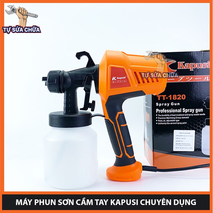 Máy phun sơn điện cầm tay cao cấp chính hãng KAPUSI, tốc độ 650ml/phút, Máy phun sơn cầm tay Kapusi chuyên dụng cho thợ