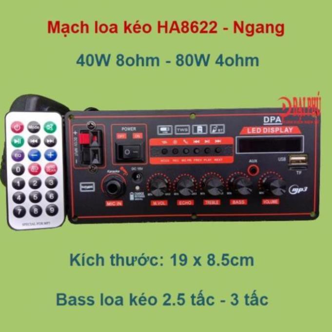 Mạch loa kéo HA8622 ngang kèm led
