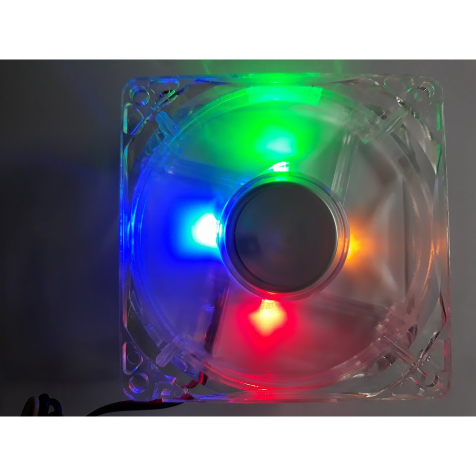 [Mã ELHA22 giảm 5% đơn 300K] Quạt LED 4 MÀU 8*8 cm Kèm ốc.Fan case 8cm có đèn led 4 màu như hình