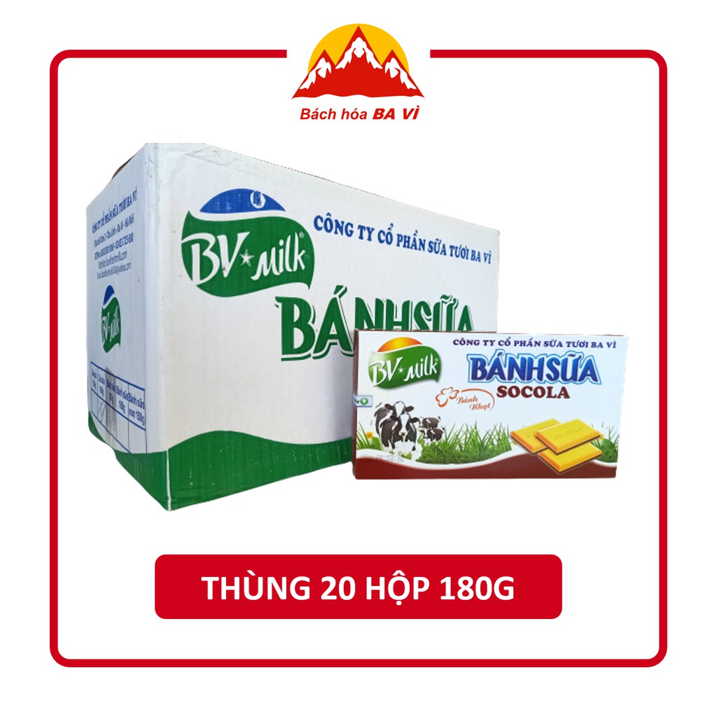 Thùng 20 hộp Bánh Sữa Socola BVMILK 180g