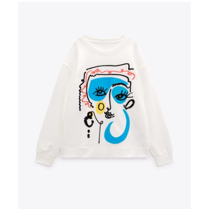 Áo Zara sweater Tay Dài Cổ Tròn Thêu Họa Tiết Thời Trang Mùa Thu BN65
