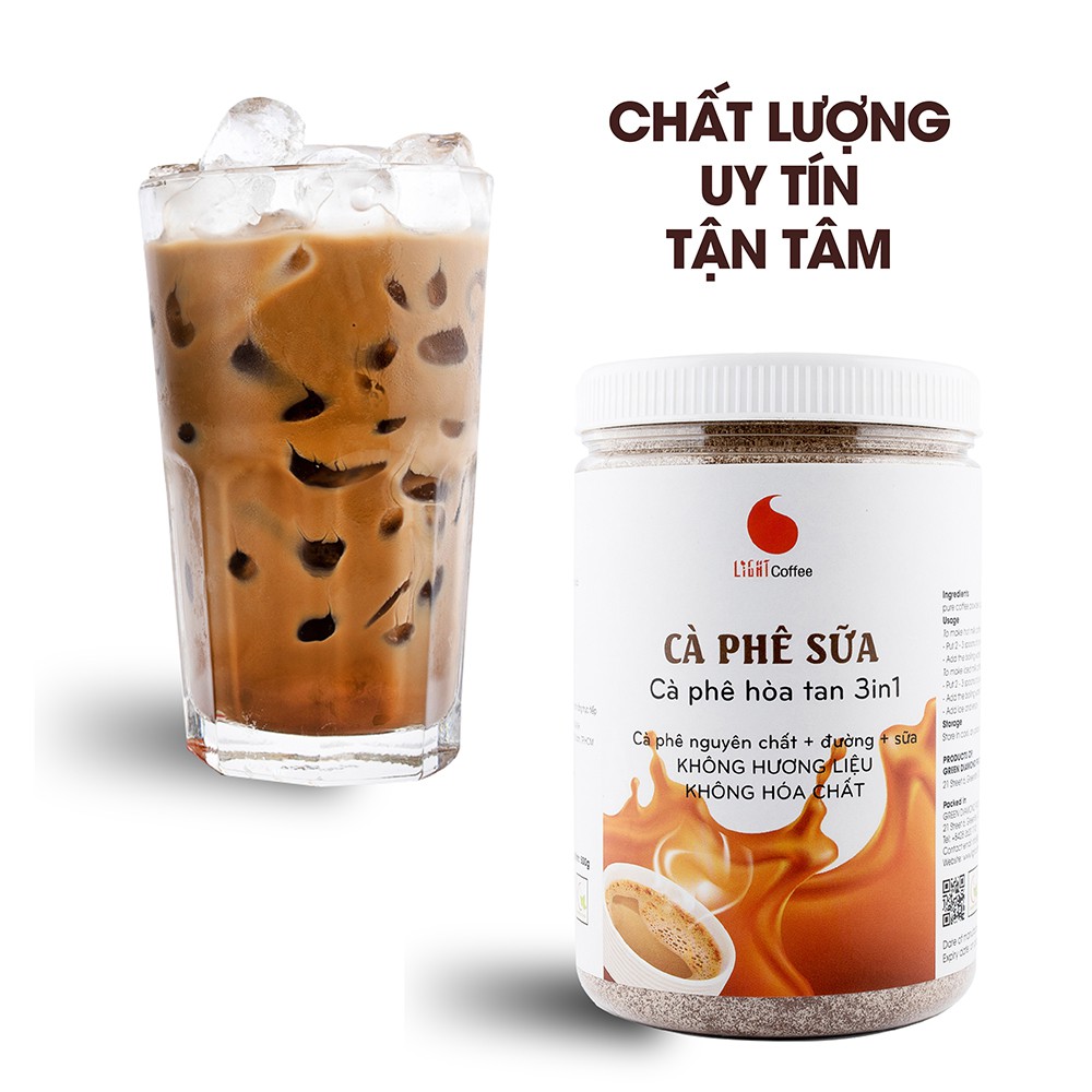 Cà phê sữa hòa tan Light Coffee vị đậm đà, thơm ngon tự nhiên, không hương liệu Hũ 500g