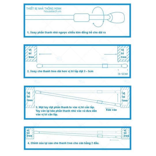 Thanh treo rèm nhà tắm đa năng Nhật Bản (30-200cm)