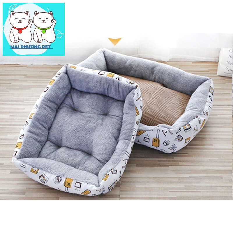 Nệm giường chó mèo (3 size) Loại hình chữ nhật có thành ca