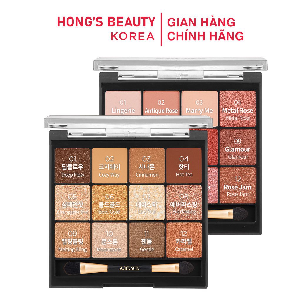 Bảng phấn mắt A BLACK Glam Change Multi Eye Palette 12 màu mắt nhũ, lì, kim tuyến, HOT 2021   - HONGS BEAUTY