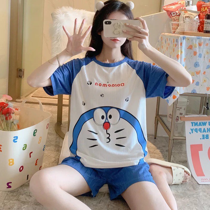 [Sẵn] Đồ bộ bông lanh Quảng Châu, pijama quần ngắn, đồ mặc ở nhà họa tiết hoạt hình dễ thương | BigBuy360 - bigbuy360.vn