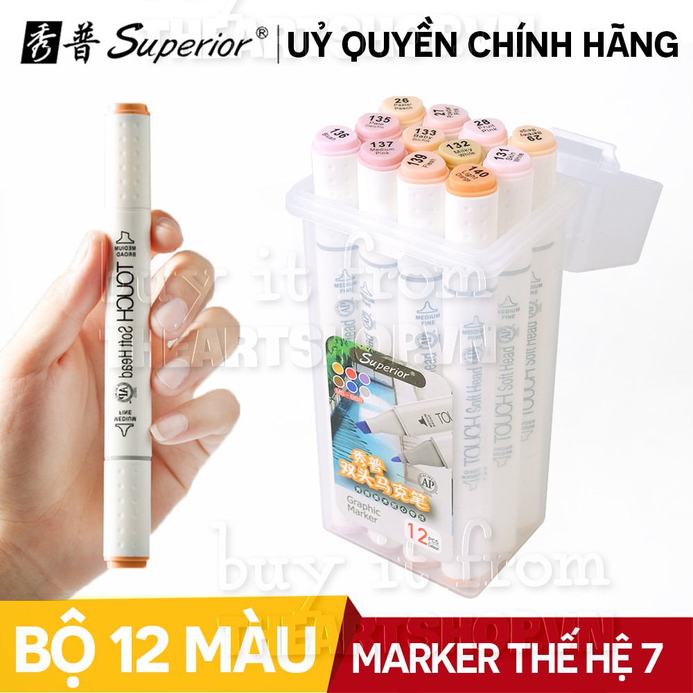 THEARTSHOP Bộ bút marker 4 tông màu SUPERIOR TOUCH SOFT HEAD thế hệ thứ 7 - Set 12