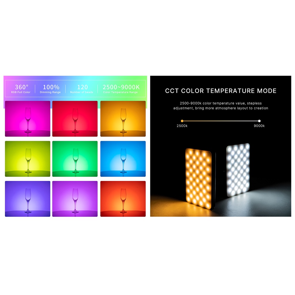 Ulanzi VL120 RGB - Đèn LED 360 Màu, 20 Hiệu Ứng Hỗ Trợ Quay Phim, Chụp Ảnh, Youtube, Live Stream