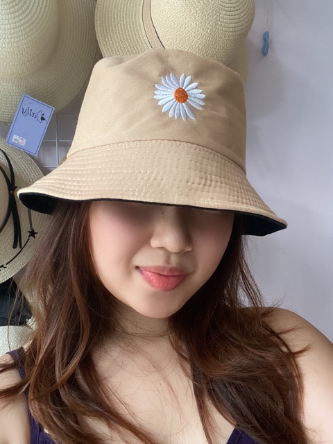 [Mã SKAMLTSM9 giảm 10% đơn 99K] Nón bucket Daisy hoa cúc đội hai mặt