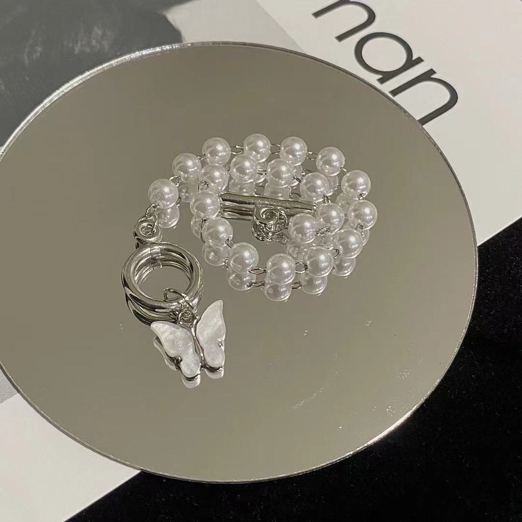 Vòng Tay Hình Bướm Đính Ngọc Trai Đơn Giản Phong Cách Harajuku