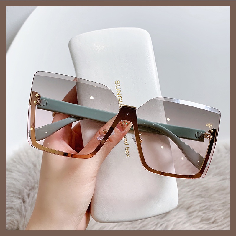Kính Mát Oversized Không Gọng Màu Sắc gradient Phong Cách Châu Âu Cho Nữ
