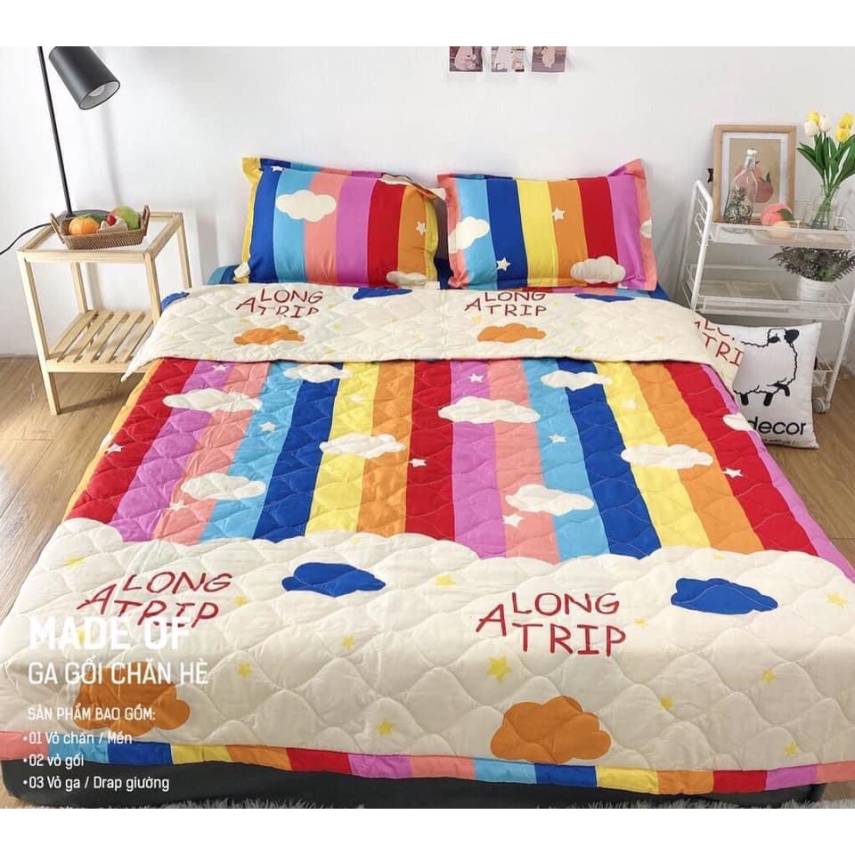 Bộ Ga Gối 1 Ga 2 Vỏ Gối Nằm Cotton Poly 1m5x2m,1m6x2m-set 3 món,mẫu cây thông xanh