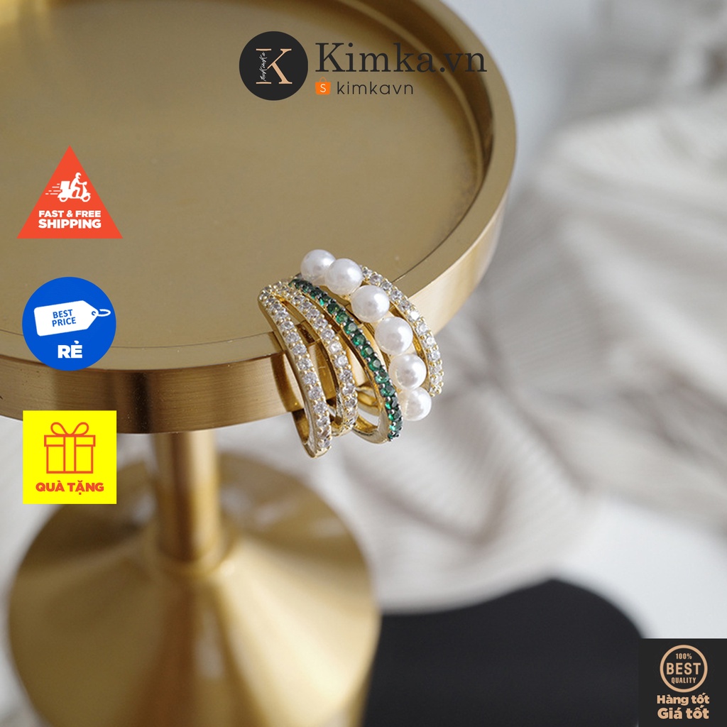 (0552) Khuyên Kẹp Vành Tai Nhiều Lớp Ngọc Đá Cuốn Hút Hàn Quốc