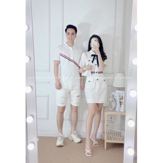 Set áo váy đôi may sọc kẻ “Thom browne”