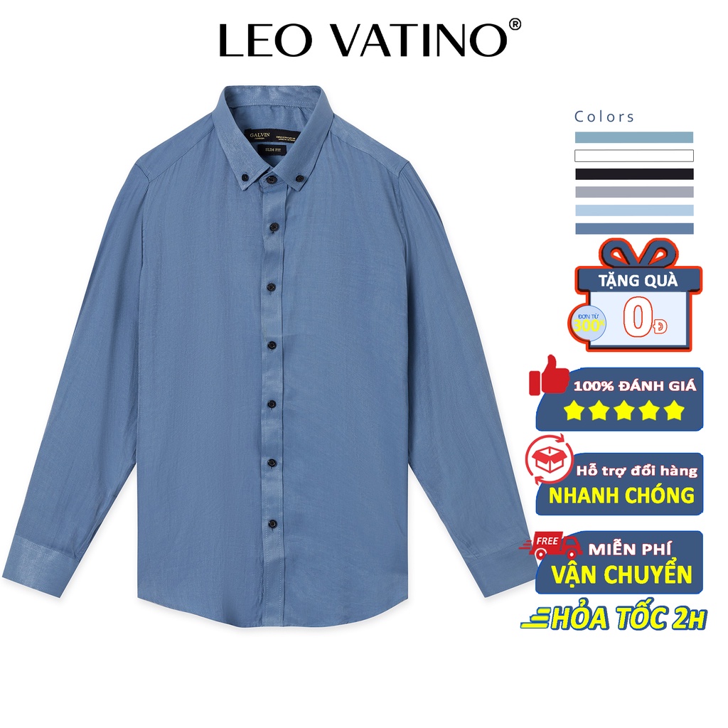 Leo Vatino - Áo sơ mi nam Coolfeel dài tay Galvin bộ 7 màu cổ bẻ dáng ôm cotton lụa co giãn chống nhắn SMGV134