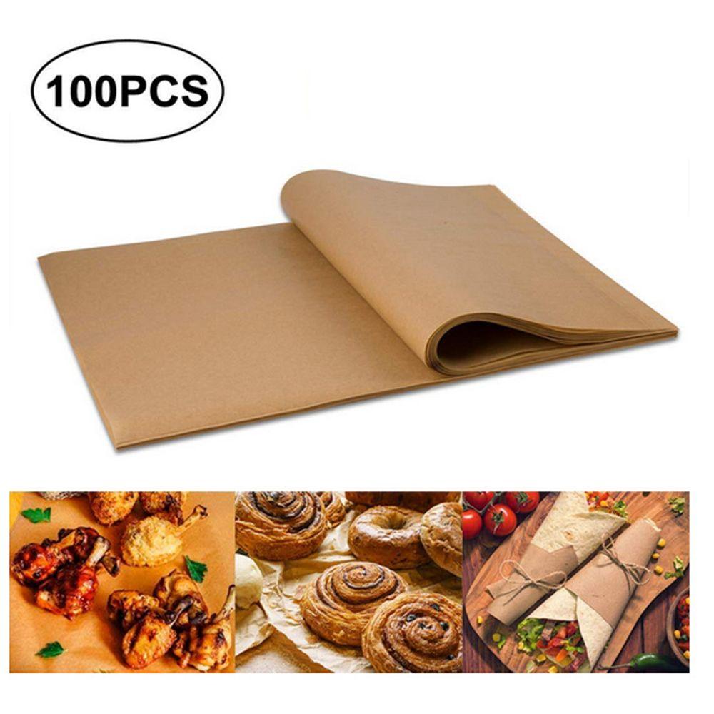 WTTLE Set 100 Tấm Giấy Silicone Lót Khay Nướng Bánh Chống Dính Dầu