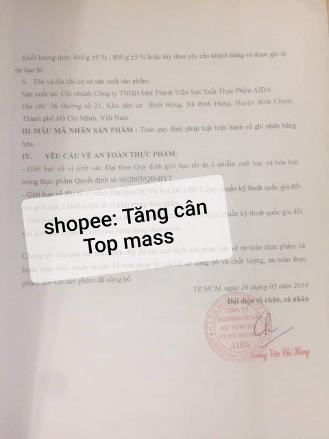 Sữa bột tăng cân Top mass gold