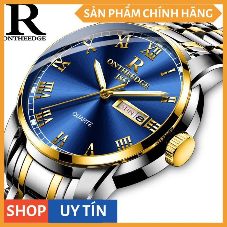 ĐỒNG HỒ NAM R-ONTHEEDGE KÍNH TRÁNG SAPPHIRE DÂY KIM LOẠI KHÔNG GỈ + TẶNG KÈM PIN CAO CẤP