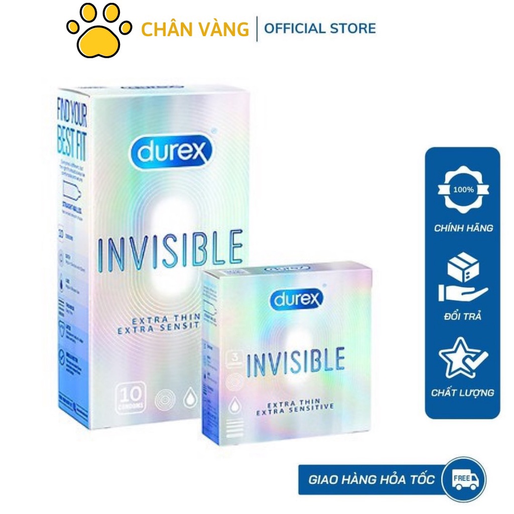 Combo 1 cặp bao cao su Durex Performa và Invisible, bcs chính hãng siêu mỏng