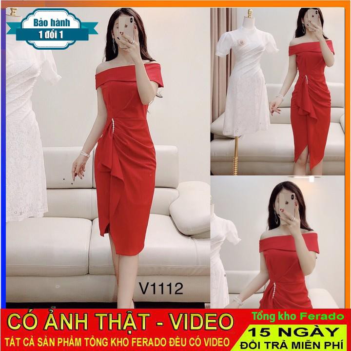 [ xả kho ] MiD Đầm đỏ trễ vai ngọc eo hàng thiết kế V1112 Mie Design ảnh thật