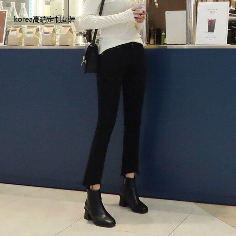 Quần Jean Nữ Thiết Kế Dáng Ống Loe, Quần Bò Cạp / Lưng Cao , Chất Cotton, Màu Đen Co Giãn Tốt - Hàng VNXK, CA02 | BigBuy360 - bigbuy360.vn