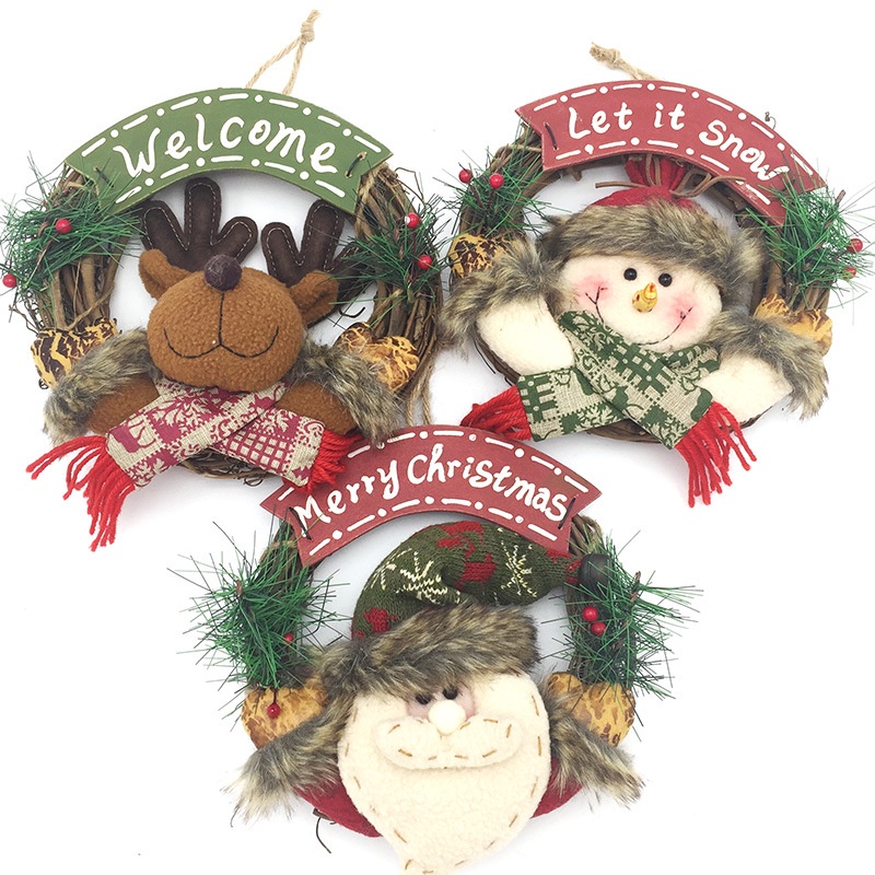 Vòng treo trang trí giáng sinh hình ông già noel/ người tuyết/ tuần lộc xinh xắn