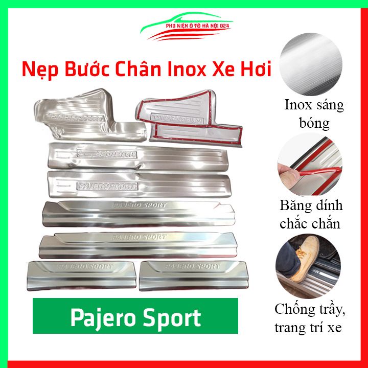 Bộ nẹp bước chân inox ô tô Mitsubishi Pajero chống trầy làm đẹp ô tô