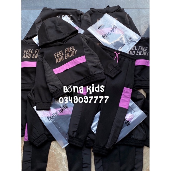 Bộ Thể Thao Bé Gái FEEL Đen ZR(có bán lẻ áo lẻ quần)